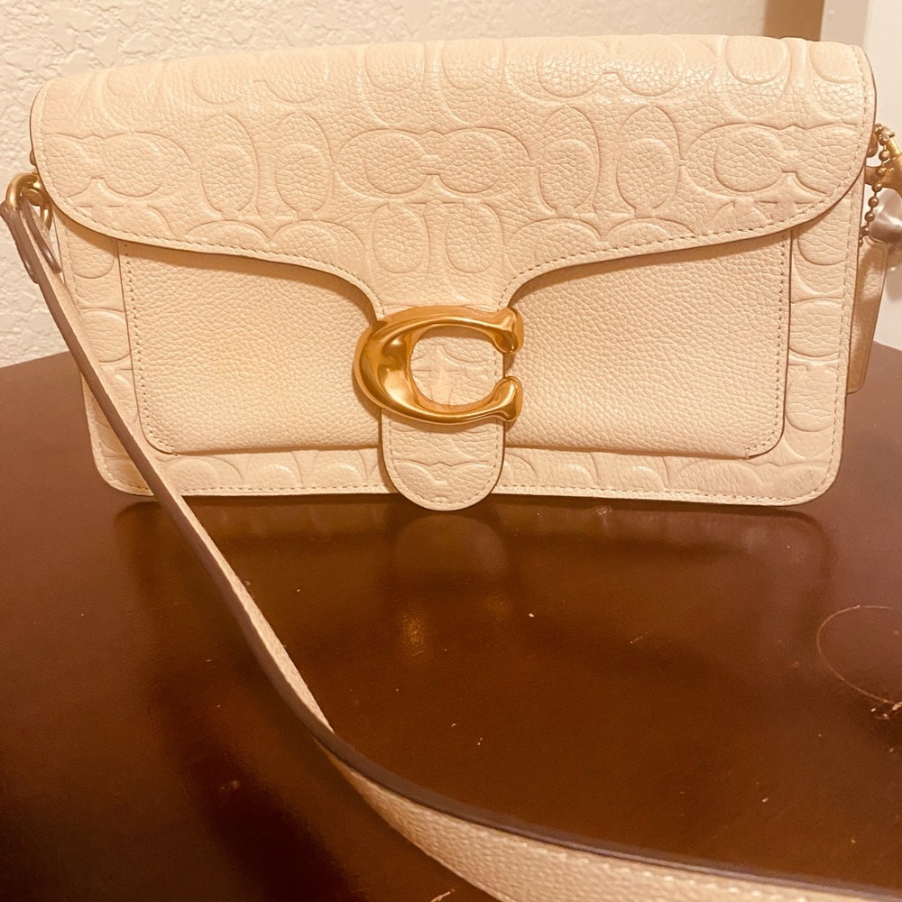 Coach Beige Crossbody Bag with Gold Accent
